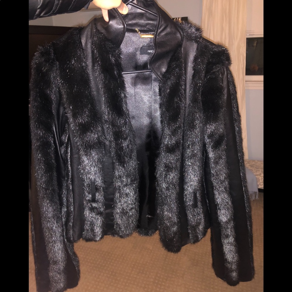 Leather and fur jacket